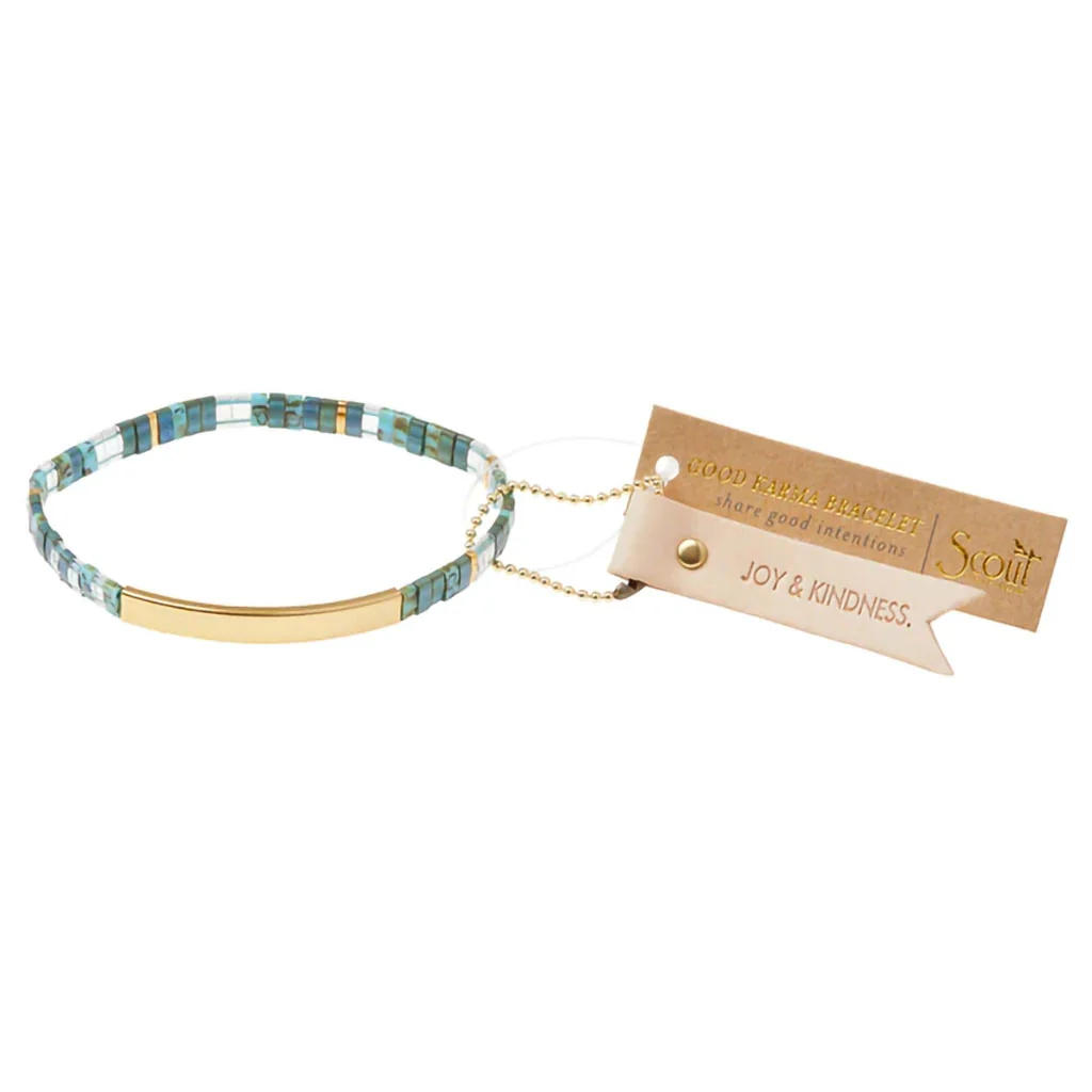 Scout Curated Wears : Good Karma Miyuki Bracelet - "Joy & Kindness" - Marine/Gold - Image 6
