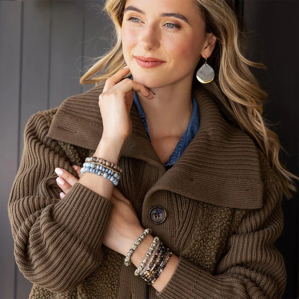 Scout Curated Wears : Stone Stack Bracelet Blue Howlite - Stone of Harmony - Image 3