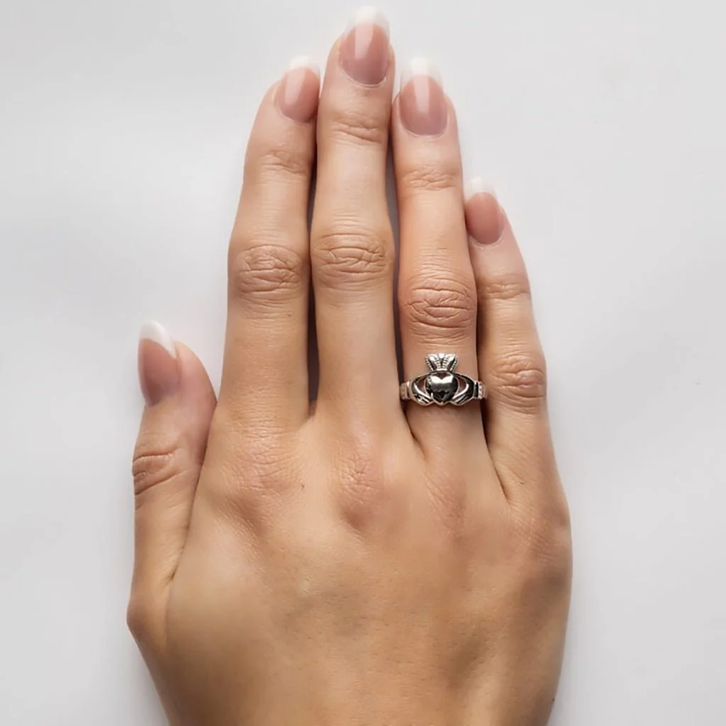 Shanore : Ladies Claddagh Comfort fit Silver Ring - Image 2
