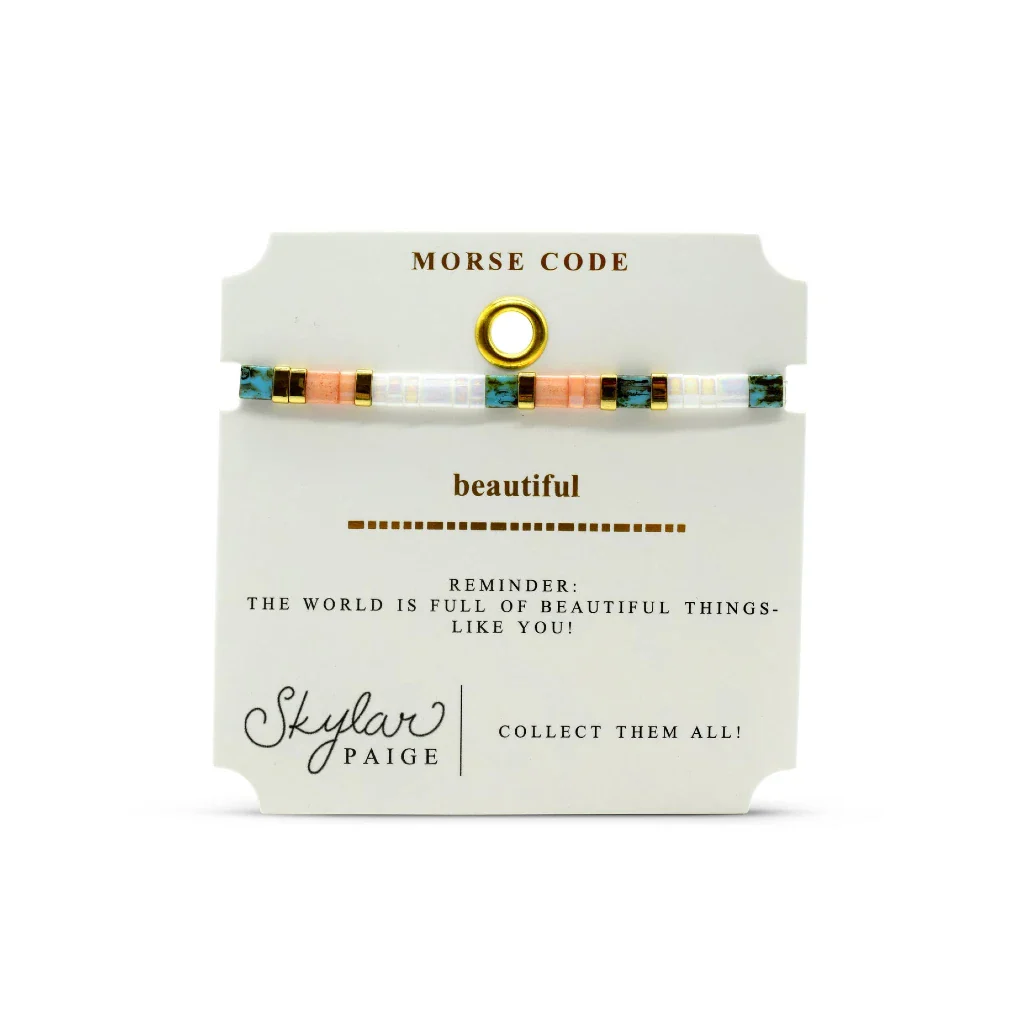 Stia : BEAUTIFUL - Morse Code Tila Beaded Bracelet