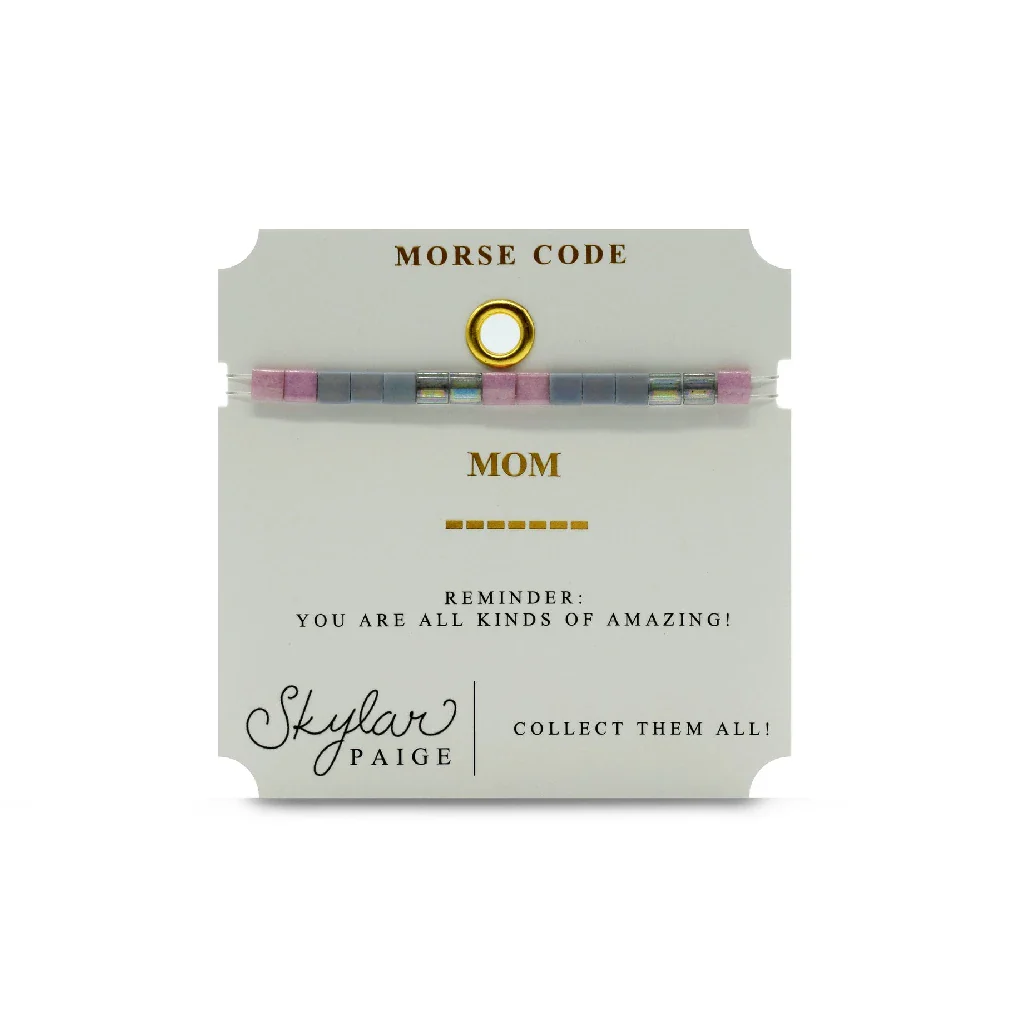 Stia : MOM - Morse Code Tila Beaded Bracelet