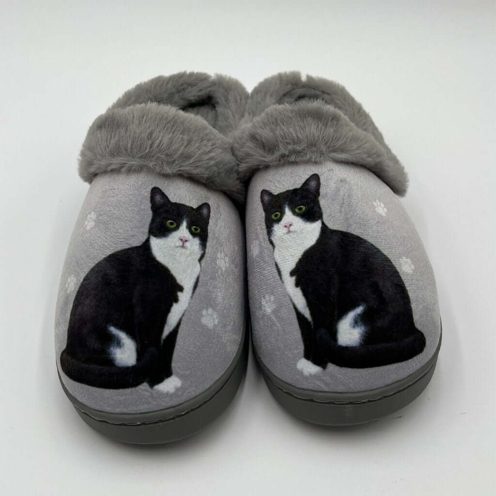 Snuggs : Black and White Cat Slippers - Image 2
