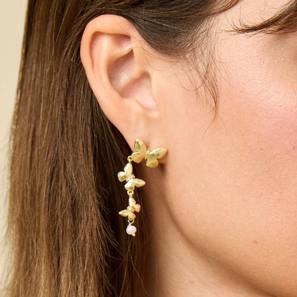 Spartina 449 : Butterfly Dangle Earrings Gold - Image 2