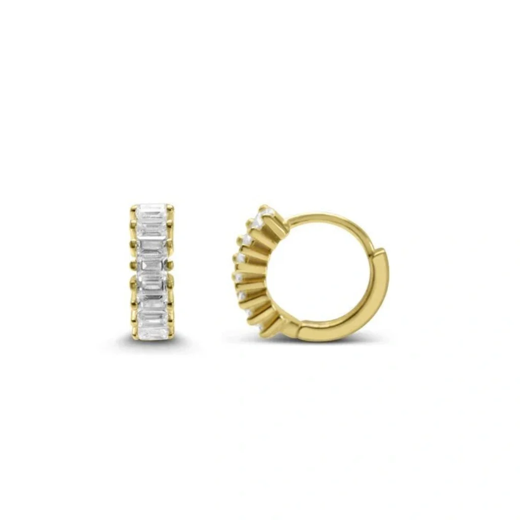 Stia : Stia In-line Baguette Huggie Hoop Gold