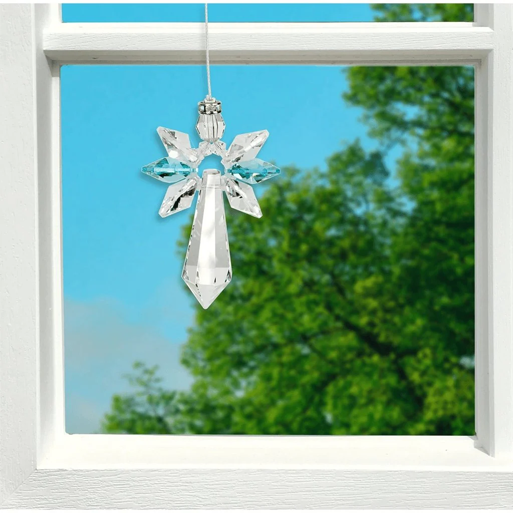 Woodstock Chimes : Crystal Guardian Angel Suncatcher - Large, Blue Zircon - Image 2