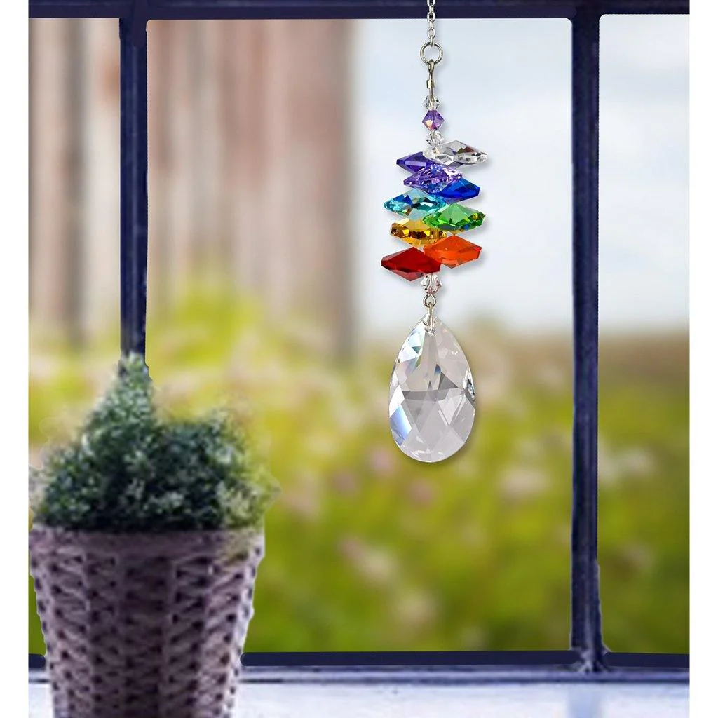 Woodstock Chimes : Crystal Rainbow Cascade Suncatcher - Almond