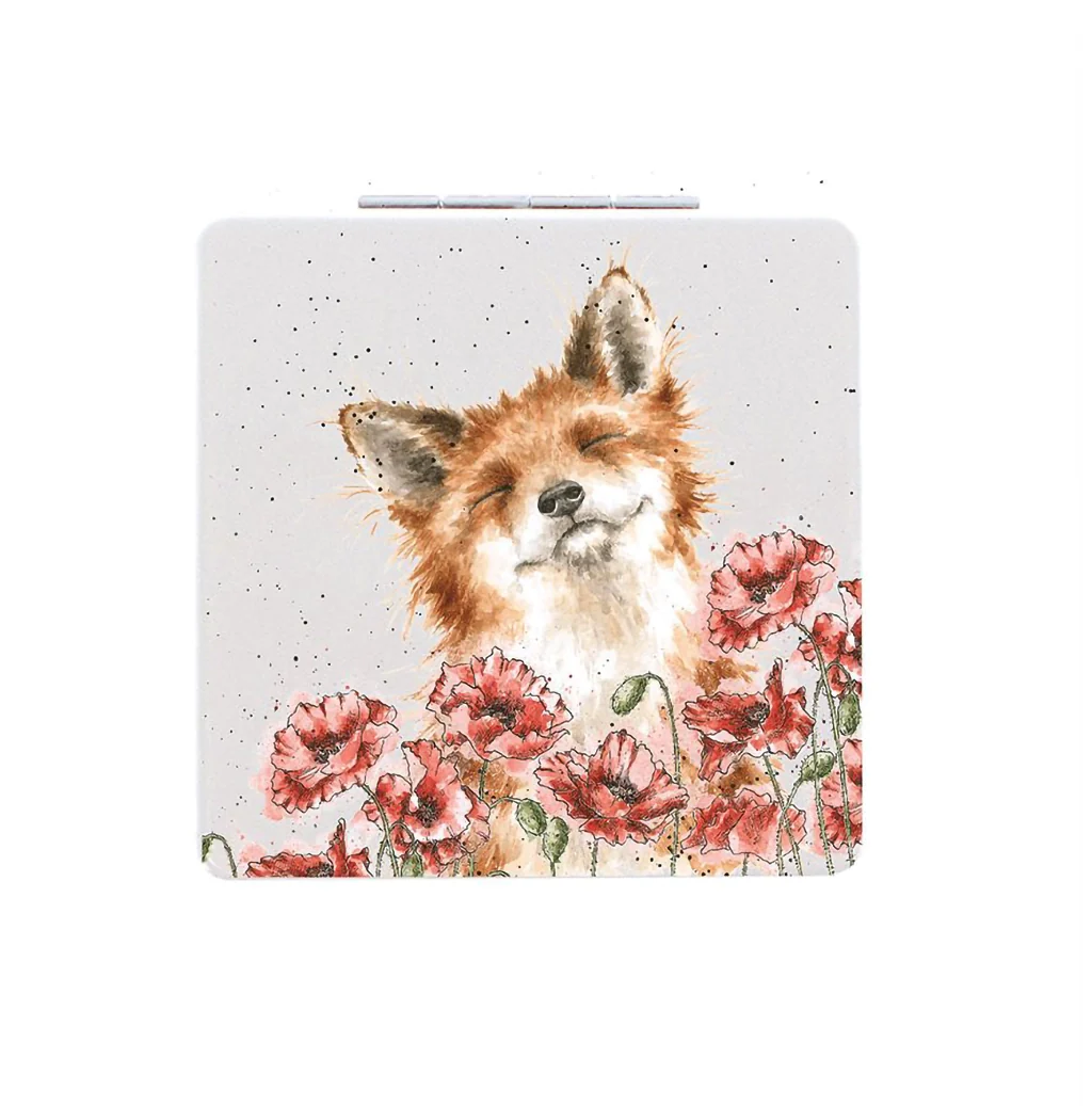 Wrendale Designs : Fox Compact Mirror - Poppy Fields