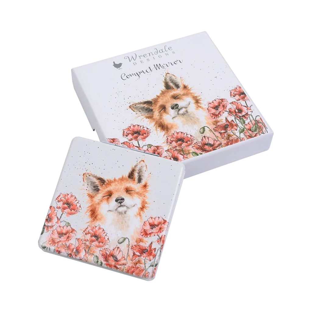 Wrendale Designs : Fox Compact Mirror - Poppy Fields - Image 2