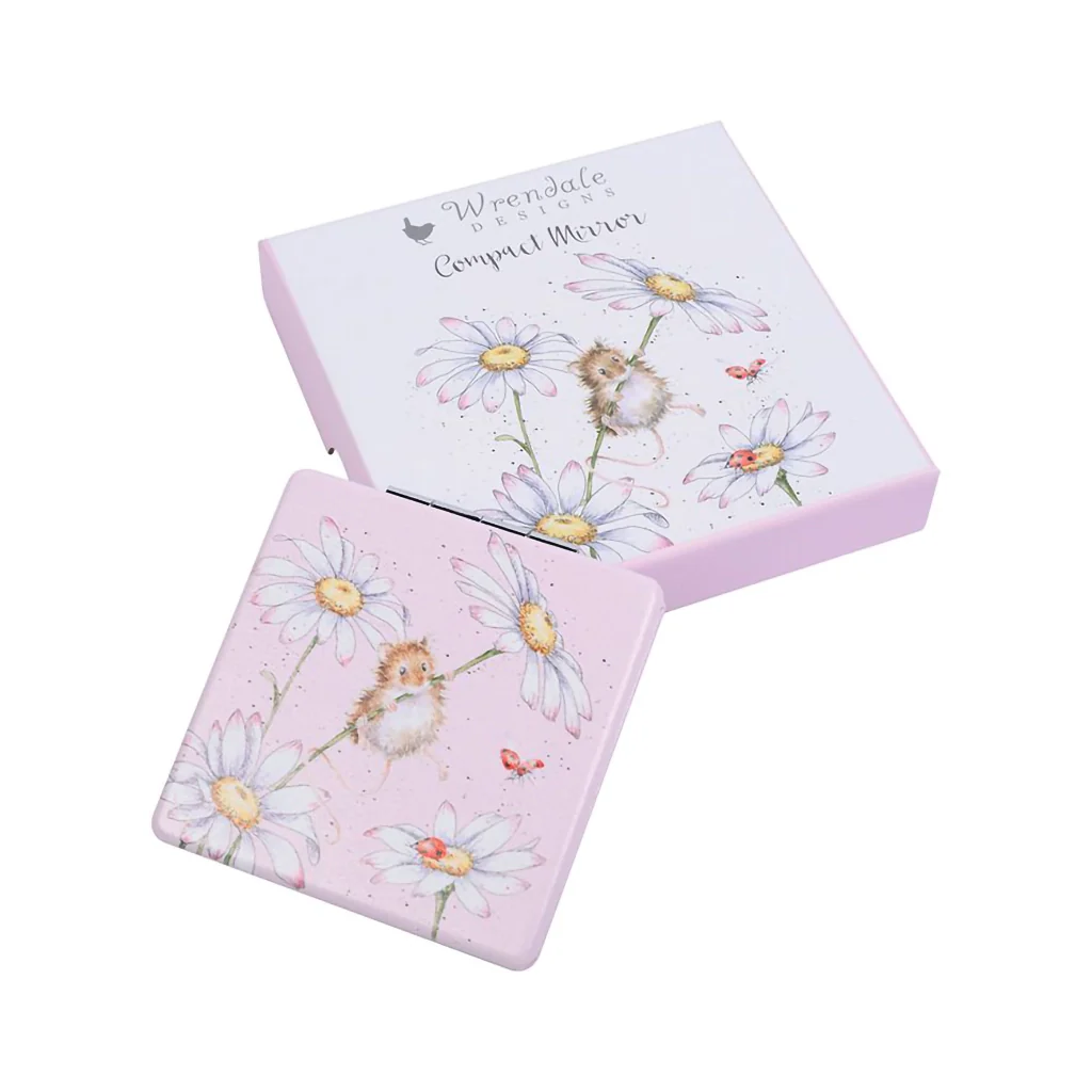 Wrendale Designs : Mouse Compact Mirror - Oops a Daisy - Image 2