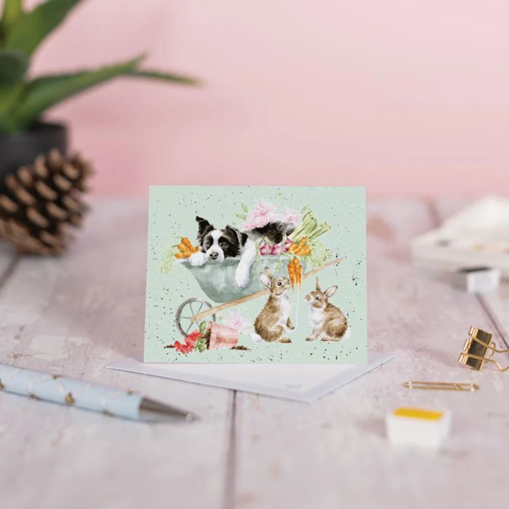 Wrendale : Sleeping on the Job' Border Collie and Rabbit Gift Card - Image 2